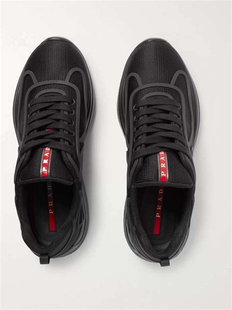 prada rubber trimmed knit sneaker|Prada Men's Americas Cup Rubber Trainer Sneakers.